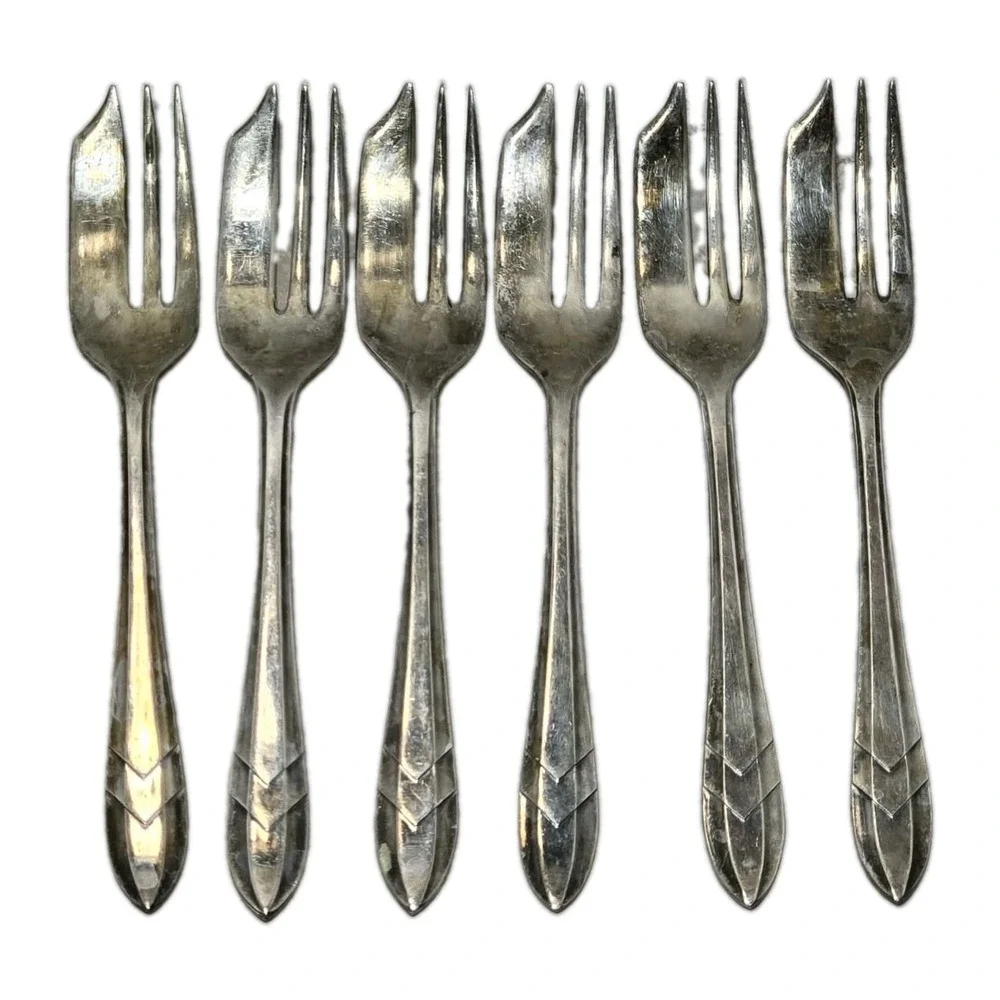 Vintage M.S. Ltd. EPNS Sheffield England Pastry Dessert Forks Set of 6